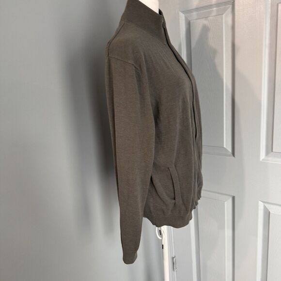 Calvin Klein Mens Med Cardigan Sweater Gray Cotton Full Zip‎ Grandpa Golf - Picture 3 of 11